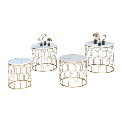 Ensemble de table basse ronde en marbre